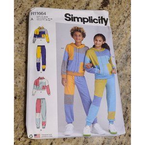 R11664 Simplicity Sewing Pattern Youth Sz 8 10 12 14 16 Colorblock Retro Jogger